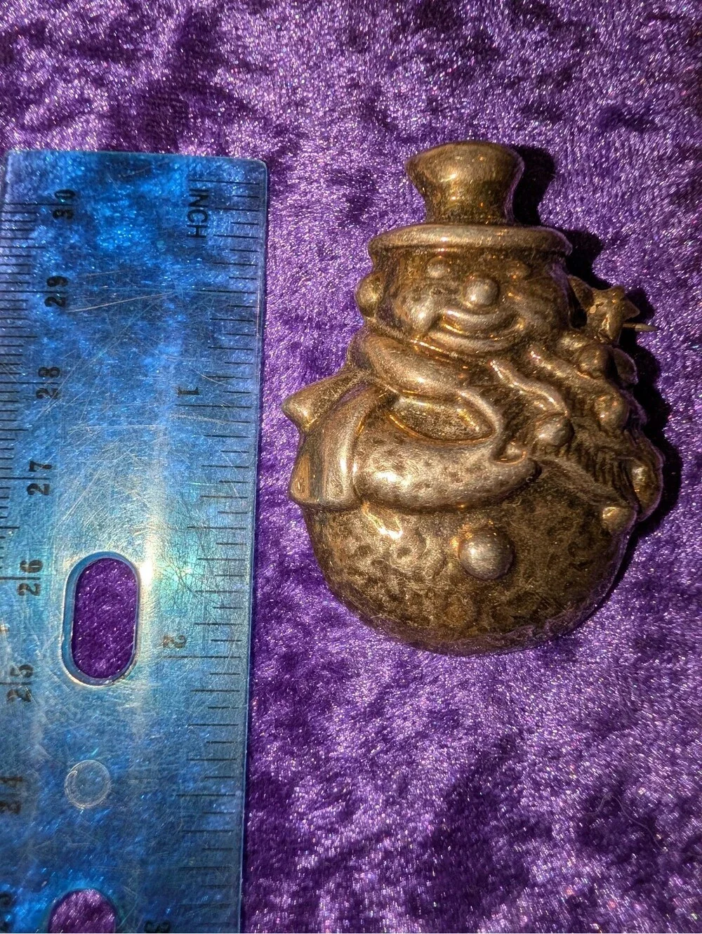 Vintage Silver .925 Snowman Christmas Brooch Pin